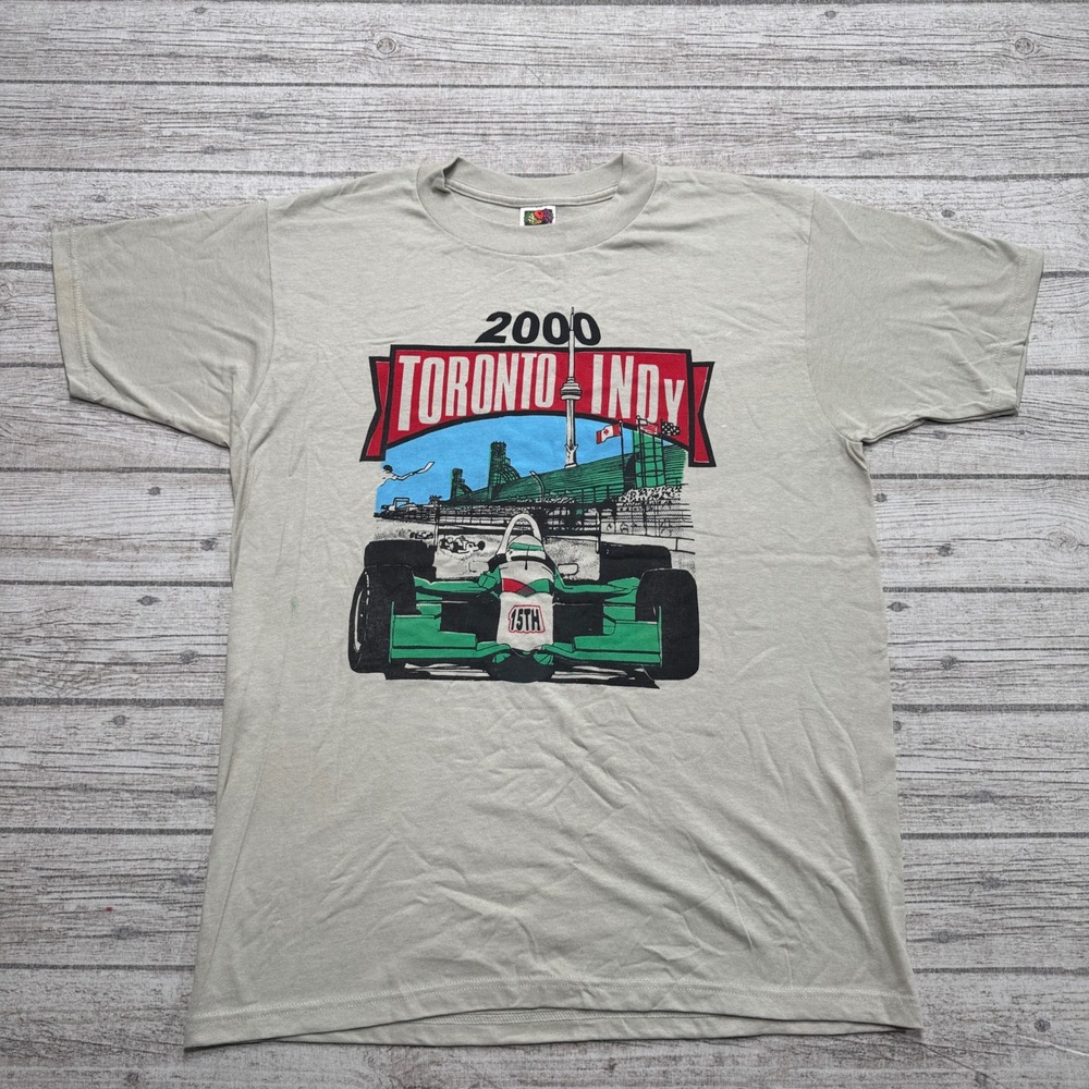 Vintage Toronto Indy 2000 T-Shirt Mens L Gray Racing Motorsport Biker Canada Y2K